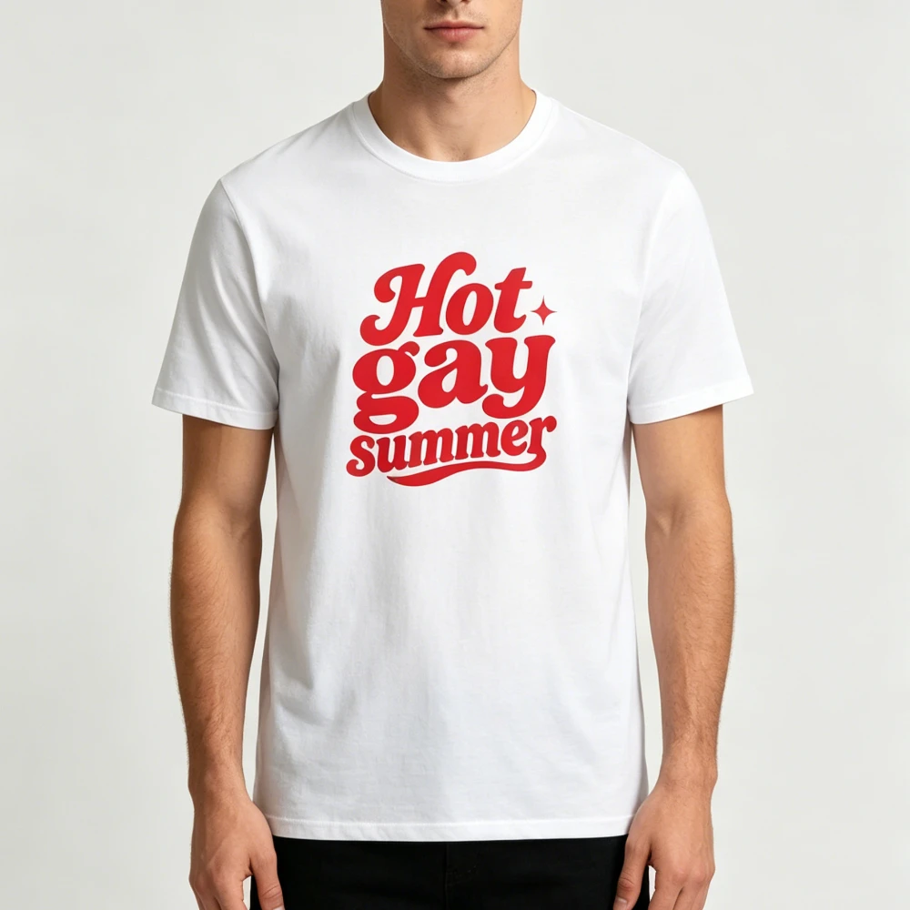 Hot Gay Summer T-Shirt Retro Script Pride Tee LGBTQ Pride Unisex Tshirt Men Women Fashion Crewneck Cotton Streetwear Tops