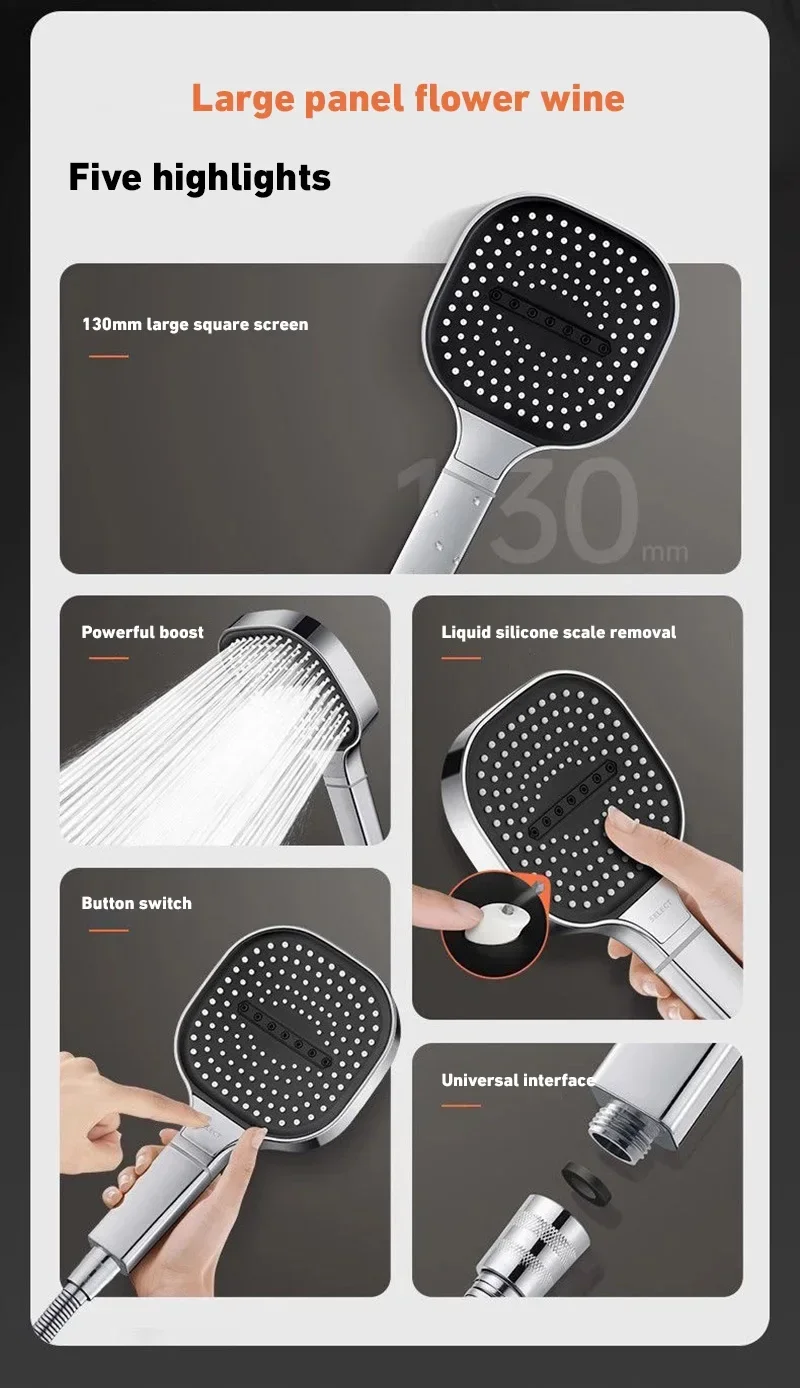 Xiaomi MIJIA 13cm Large Panel Shower Head 3 Modes Adjustable High Pressure Massage Shower Head Filter Element Bathroom Accessory