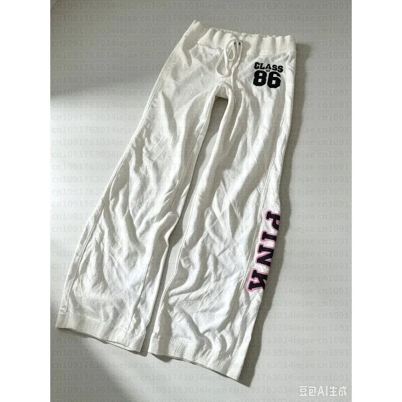 2026 Retro Harajuku American Trendy Letter Straight Pants High Street Goth Fashion High Waist Casual Adults/Kids Sports Pants