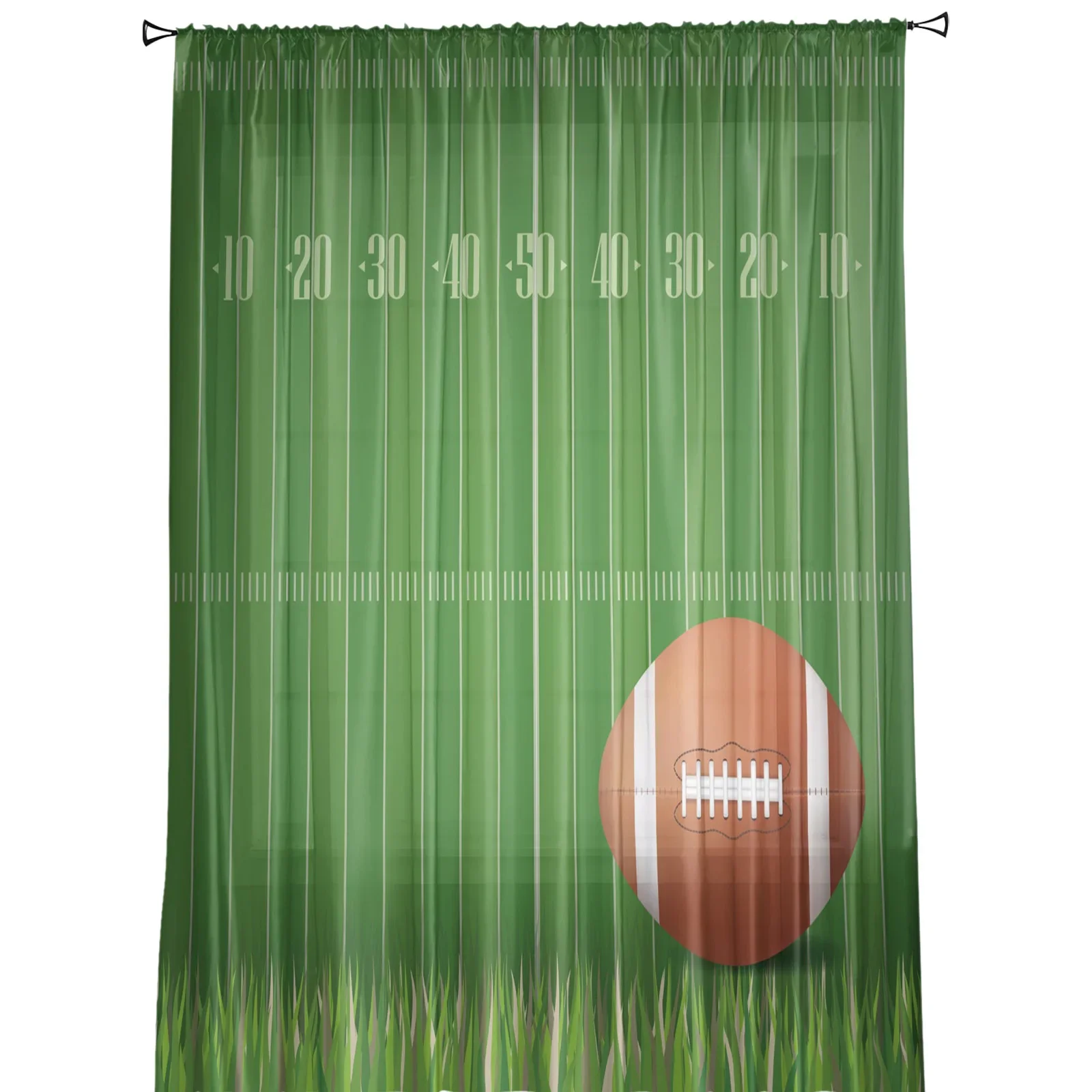 Rugby Green Lawn Tulle Sheer Window Curtains for Living Room the Bedroom Modern Voile Organza Decorative Curtains Drapes