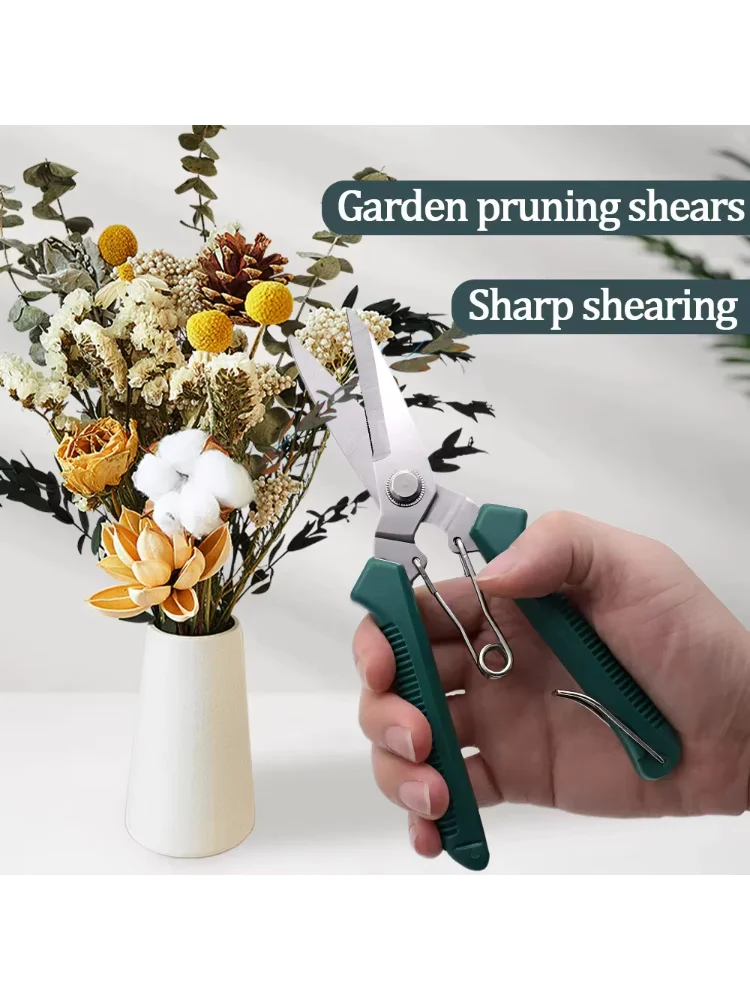 New 190mm Straight Head Pruning Shears Stainless Steel Non Slip Handle Garden Scissors for Bonsai Household Use