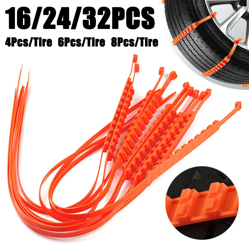 16/24/32Pcs Car Tire Snow Chains Winter Universal Auto Wheel Outdoor Snow Tyre Anti-Skid Chain Emergency Safety Car Accessories