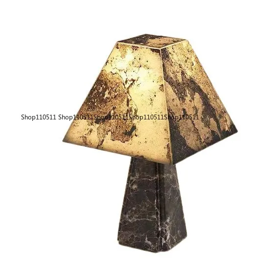 Natural marble living room table lamp hotel bedroom study atmosphere table lamp designer Chinese vertical lamp