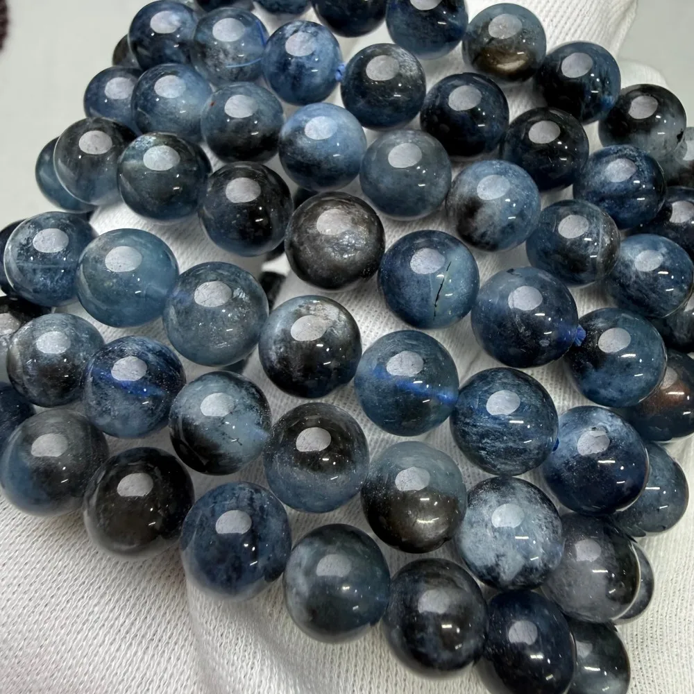 Meihan Natural TOP Black Explosion Flash Aquamarin-Armband mit runden Perlen für die Herstellung von edlem Schmuck als Geschenk – Detail 2