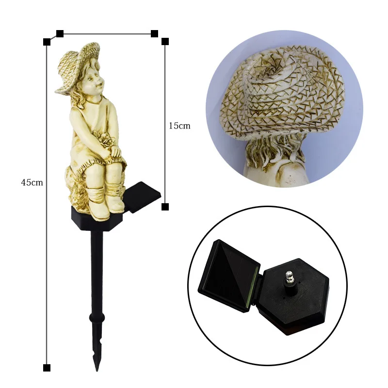 Solar Powered Outdoor Courtyard Simply Resin Girl Waterproof Decoration Garden Lawn Light Landscape Atmosphere Plug In Light