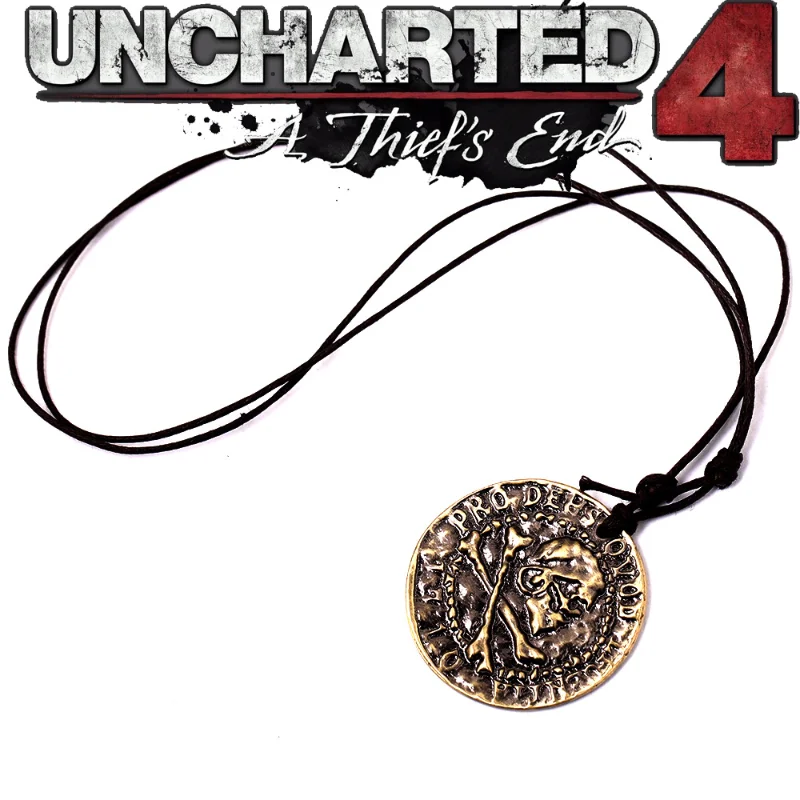 Popular Game Accessories Nathan Drake Ancient Gold Coin Keychain Necklace Pendant Comic Exhibition Gifts Fashion Cool Jewelry