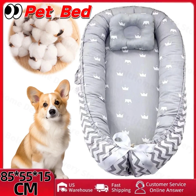 Sofá cama grueso para perros, colchoneta extraíble para perros y gatos con almohada, Perrera de tela suave lavable para perros, cómoda cama para dormir para mascotas