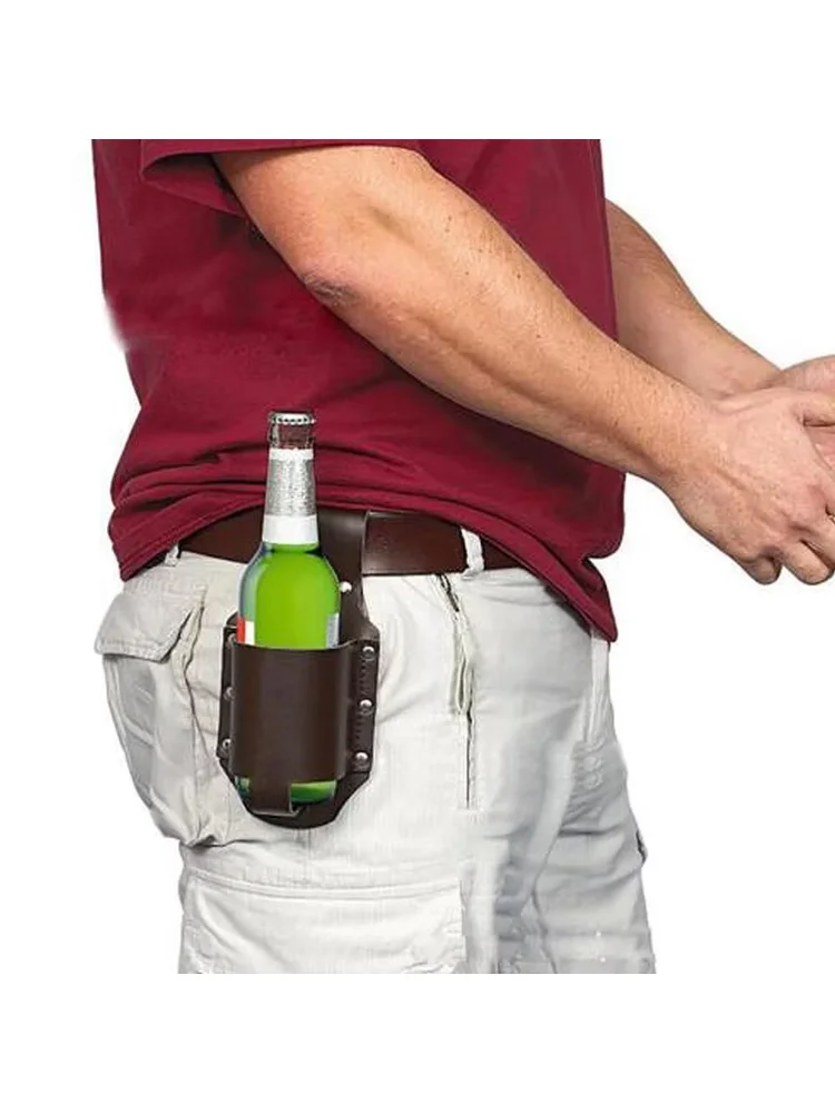 1pc Holster Portable Bottle Waist Beer Belt Bag Handy Wine Bottles Beverage Can Holder