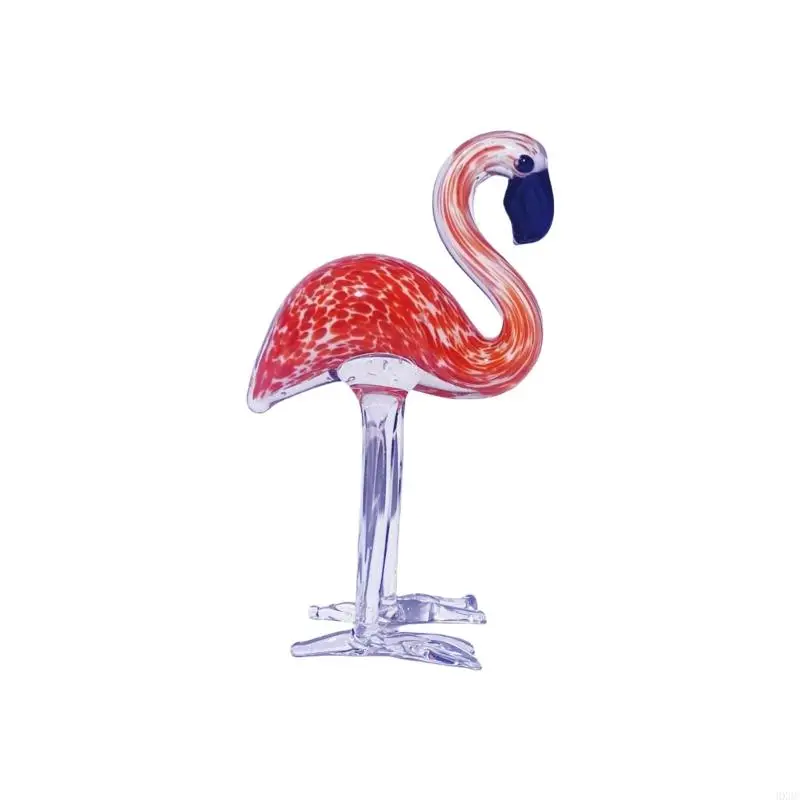 Kaca Artistik Flamingo Figurine Animal Sculpture Ornament untuk Kolektor Hadiah HX6C