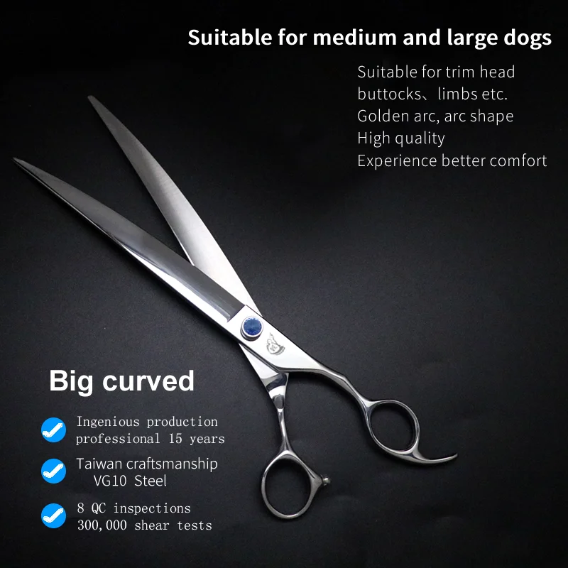 Crane Big Curved Pet Scissors 7.0/7.5/ 8/ 9/ 10 Inch For Dog Grooming Cutting High Quality Shears Large Dog Grooming VG10 Steel