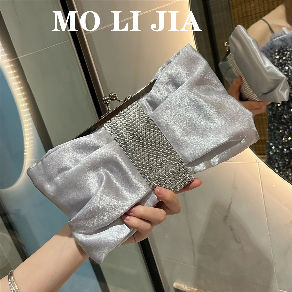 Wedding Party Clutch Purse Satin Square Bag Glitter Shiny Rhinestones Diamond Evening Bag Women's Handbag Shoulder Messenger Bag