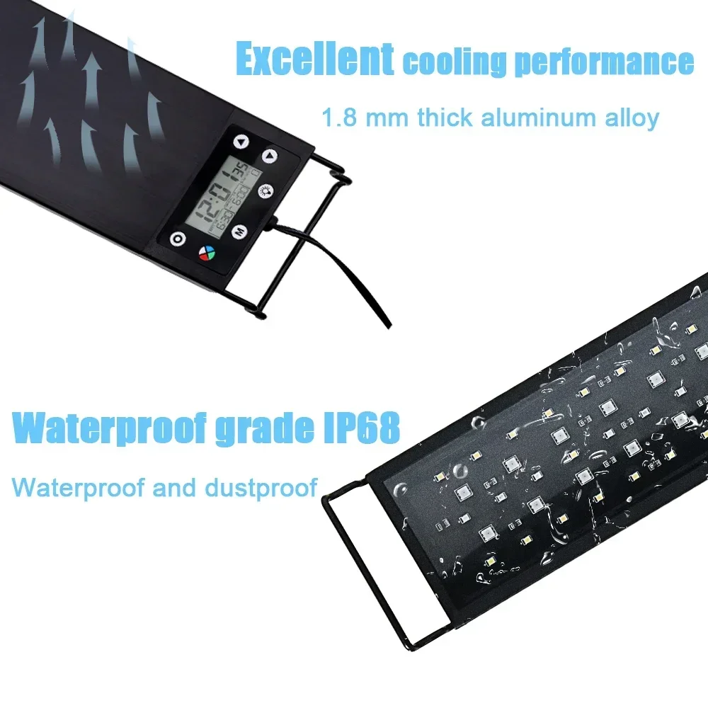 30-60cm Fish Tank 24/7 Full Spectrum Lighting LED Light Aquarium Decoration Aquatic Plant Growth Lamp Waterproof 100V-240V