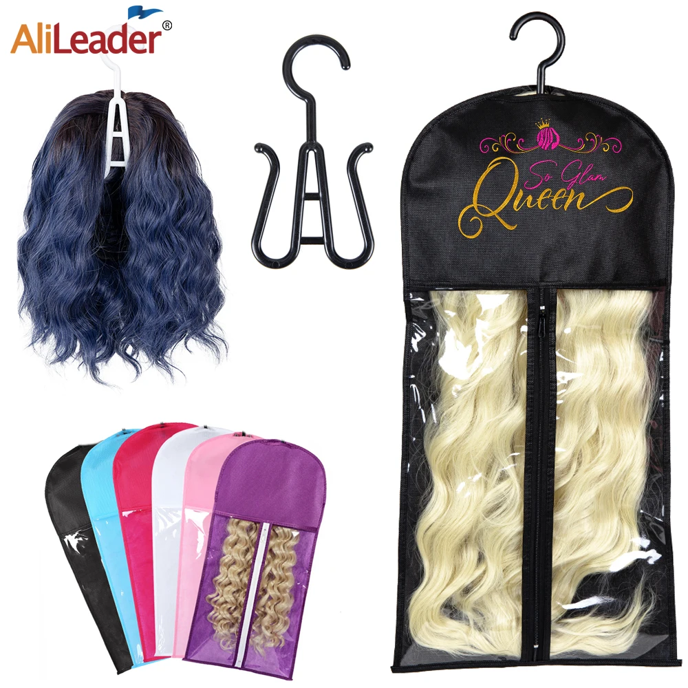 

Portable Wig Storage Bag With Holder 60/80Cm Hair Extension Storage Carrier Bag For Ponytail Bundles Hair Extension Packing Bags