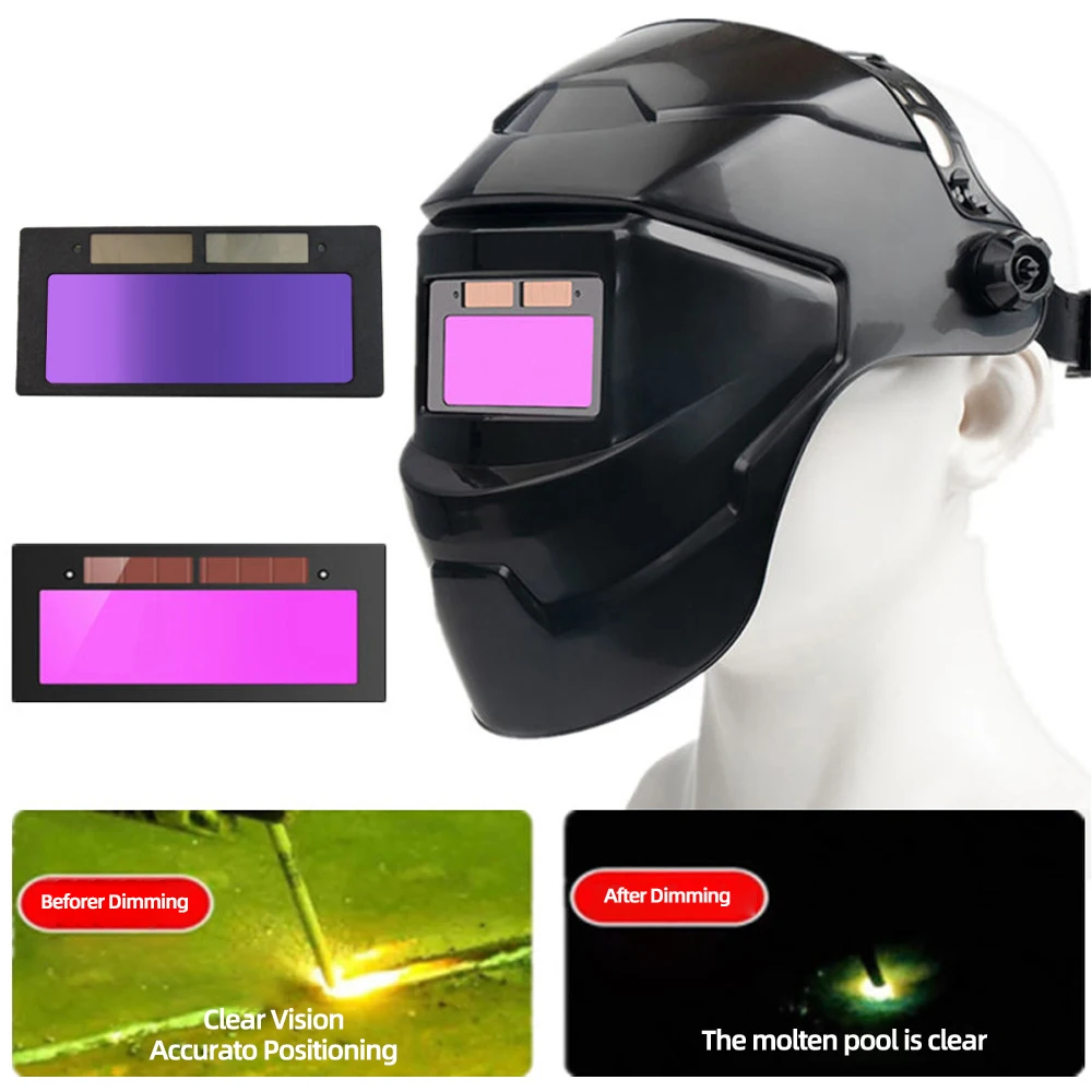 Welding Helmet Welder Mask Chameleon Large View True Color Solar Power Auto Darkening Welding Large For Arc Weld Grind Cut image 4