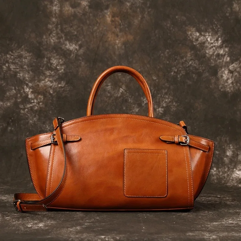 High-end leather Boston bowling bag niche design bowling handbag