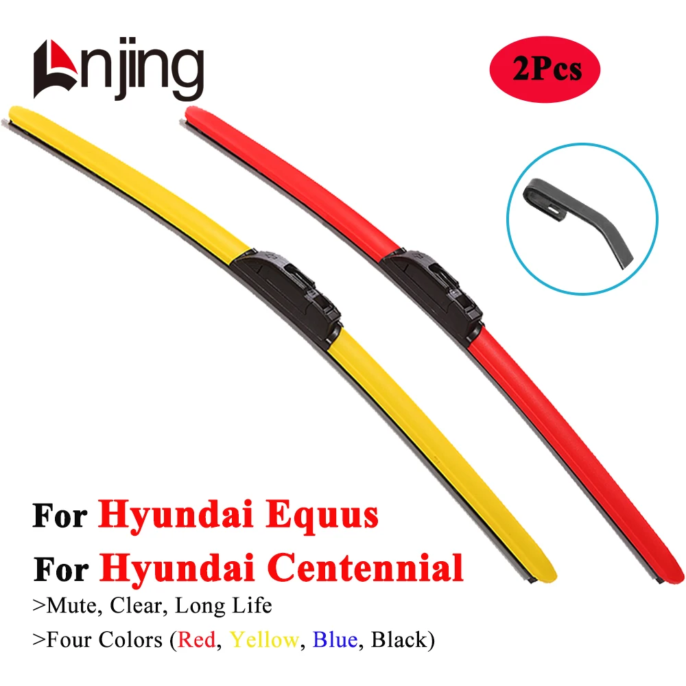 LNJING Colorful Hybrid Wiper Blades For Hyundai Equus Centennial Sedan JS VI 1999 2000 2009 2010 2011 2012 2013 2014 2015 2016