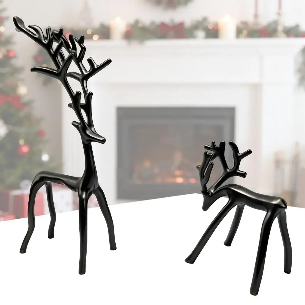 

Xmas Black Reindeer Christmas Decoration Modern Decorative Black Deer Sculpture European-Style Christmas Tabletop Ornaments