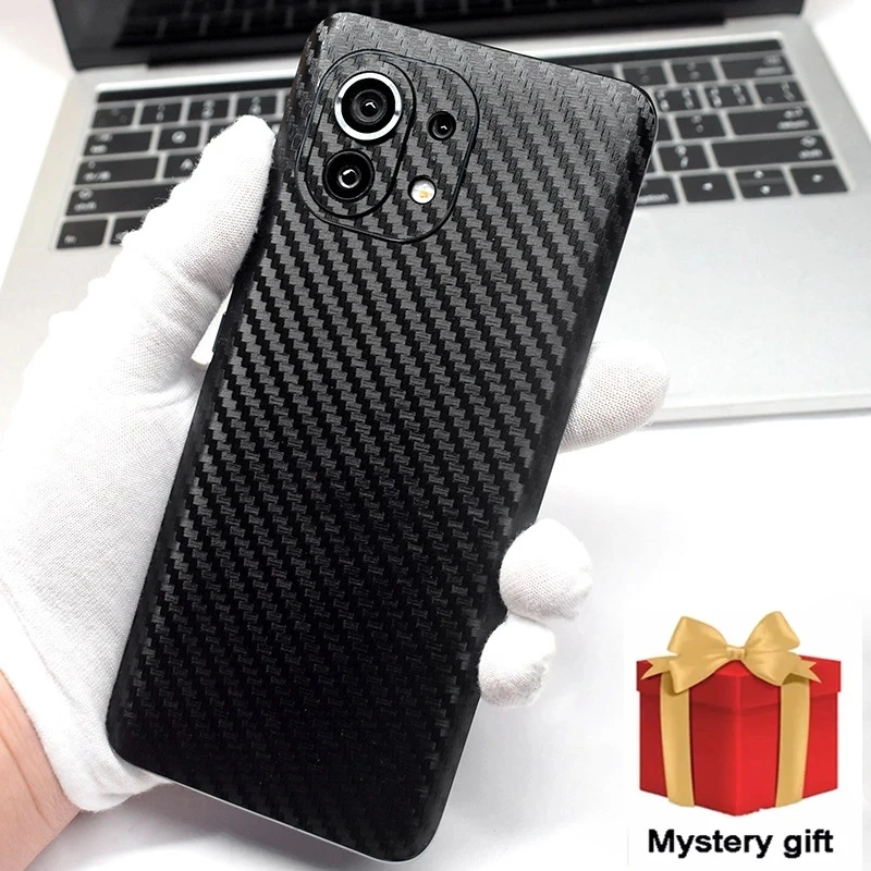 3D Carbon Fiber Matte Film Ice Film For Xiaomi Redmi Note 12 11 10 9 4G 5G 12 11 10 9 Pro Back Cover Bling Rear Sticker