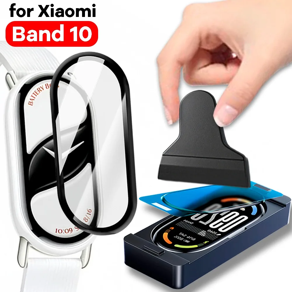 

Простая в установке мягкая пленка для Xiaomi Mi Band 10, керамическая пленка для позиционирования из ПММА с локатором, скребком, защитная пленка для экрана, а не стекло