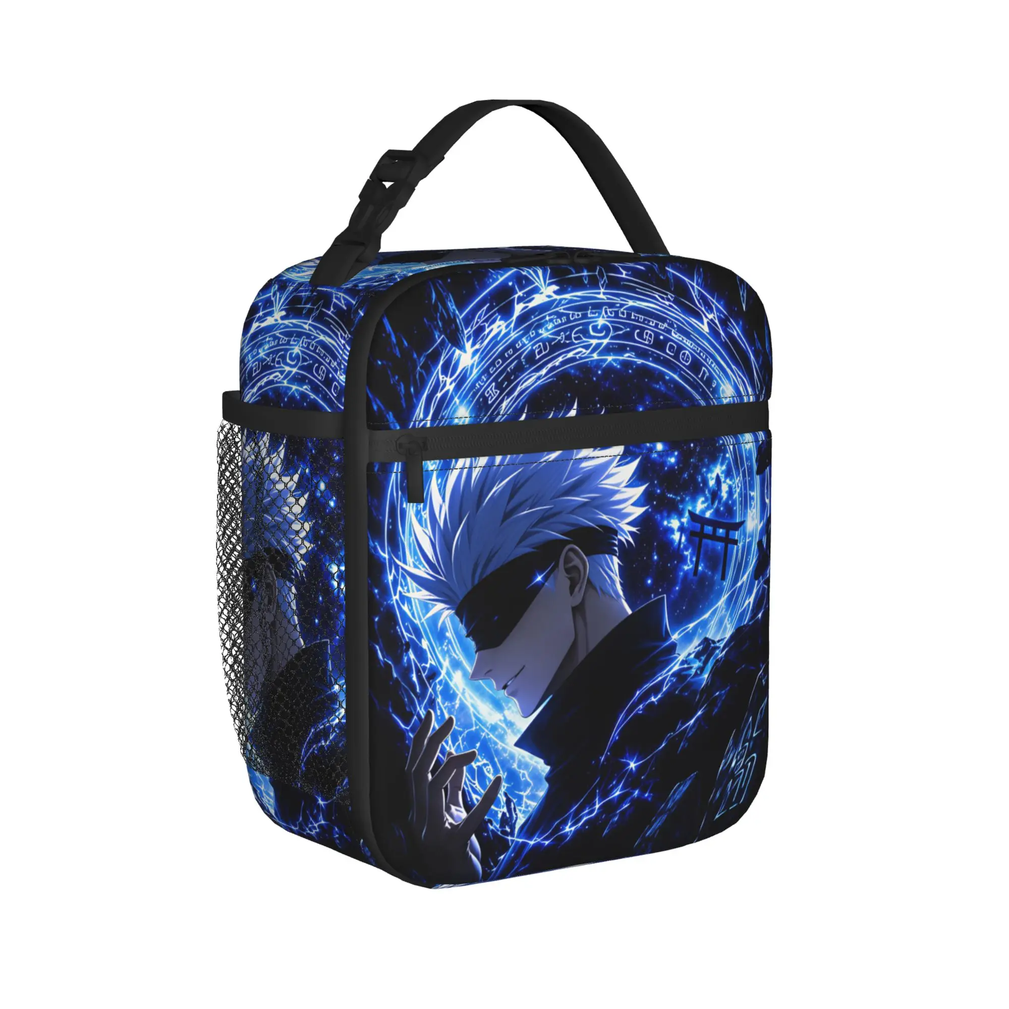 Satoru Gojo Comic Animation Lunch Bag Aesthetic Lunch Box Travel Portable Zipper Thermal Lunch Bags For Women Oxford Cooler Bag