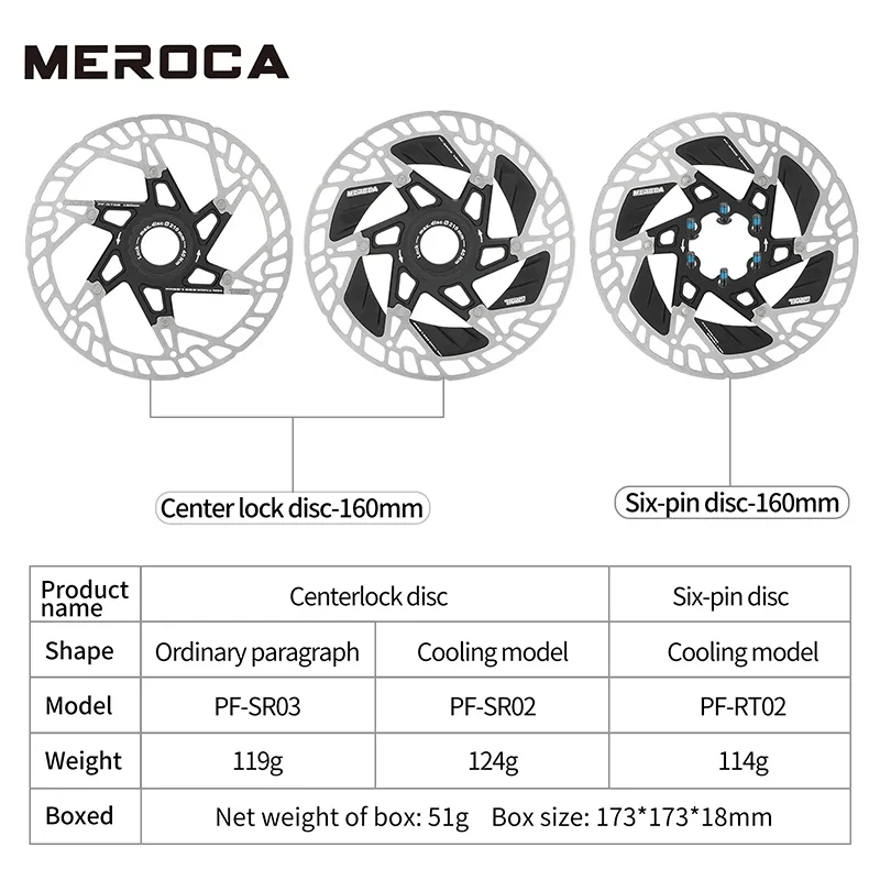 MEROCA Ultralight Bicycle Brake Rotor 160mm Diameter Hollow Out 6-Bolt/Central Lock Brake Disc Used for SHIMANO/SRAM Brake