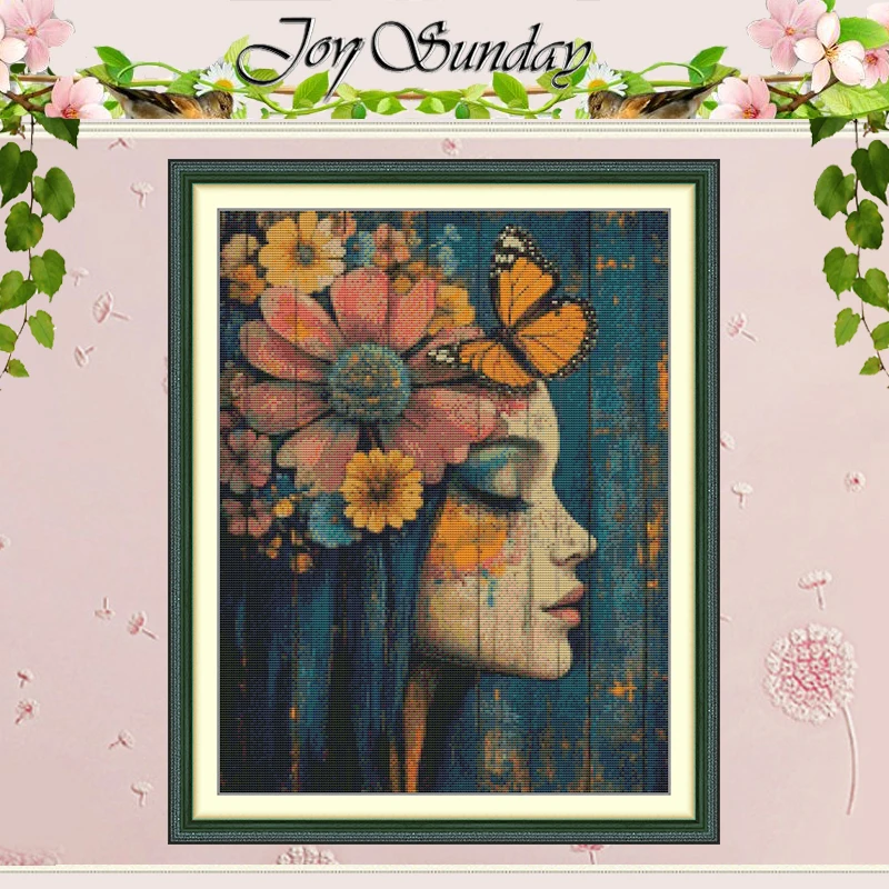 A Girl Seen in Profile Patterns Counted Cross Stitch Set 11CT 14CT 16CT HD Stamped DMC Cross-stitch Kit Embroidery Needlework