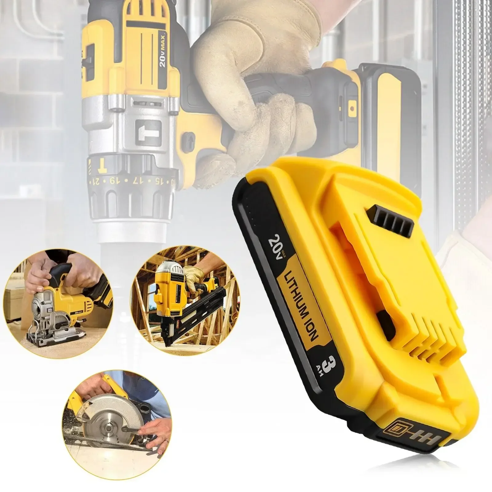 DCB203 리튬 이온 배터리 18Volt 20V 3.0Ah Dewalt Max 도구 DCB205 DCB206 DCB204 DCB200 DCB182 DCB180 DCB230 DCD DCF DCG 시리즈