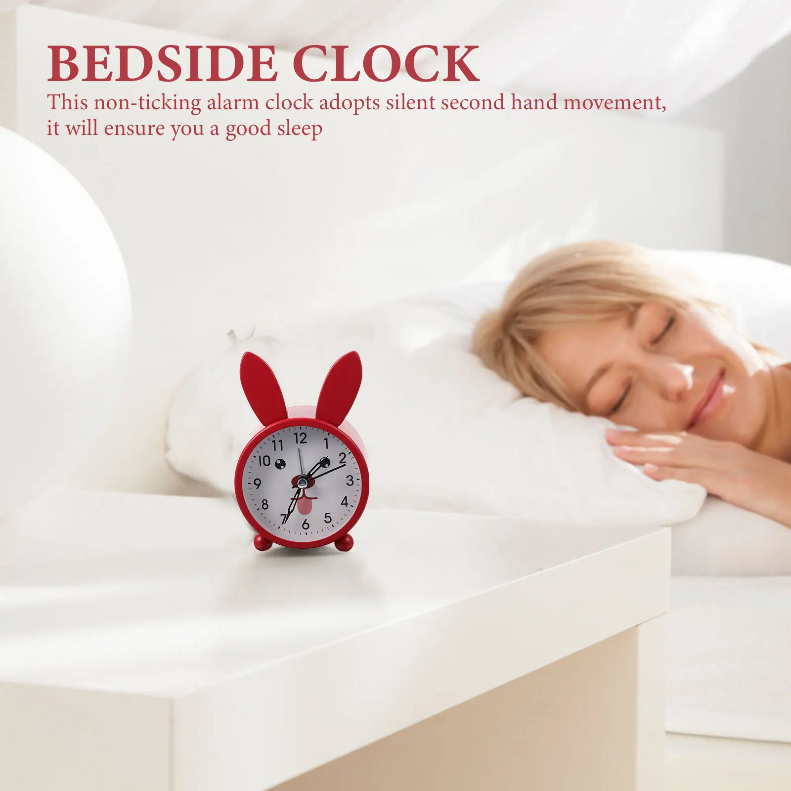 

Silent Cartoon Bunny Alarm Clock Luminous Night Light Non-Ticking Sweep Desktop Table Clock Bedroom Desk Decor