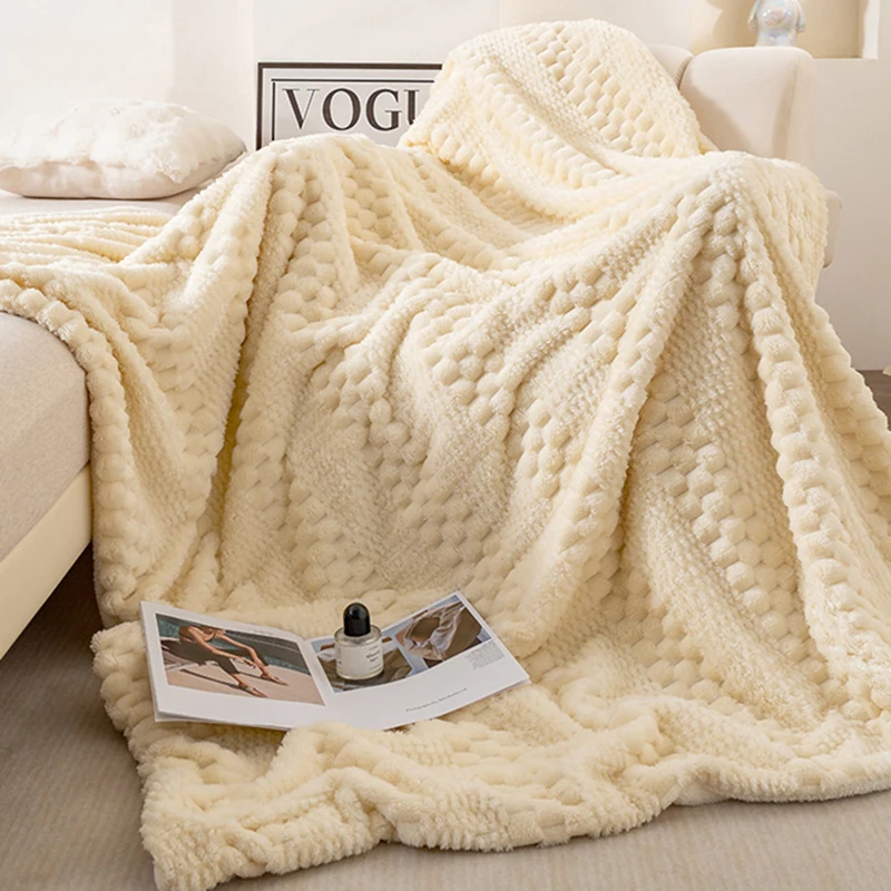 Solid Color Tortoise Velvet Thick Blanket Double-Decker Office Sofa Knee Blanket Skin-Friendly Super Soft Fluffy Home Decoration