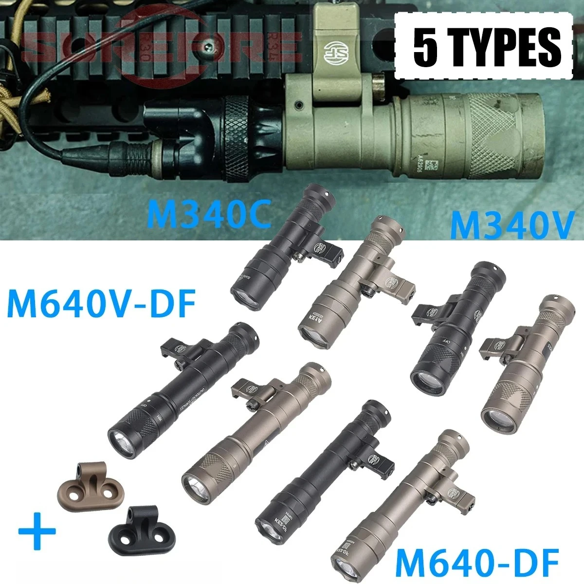 Surefire M340 M640 M340V M600-DF SF Flashlight Led Light 20mm Picatinny Rail M LOK Mount Lamp 1200 Lumens Shockproof Waterproof