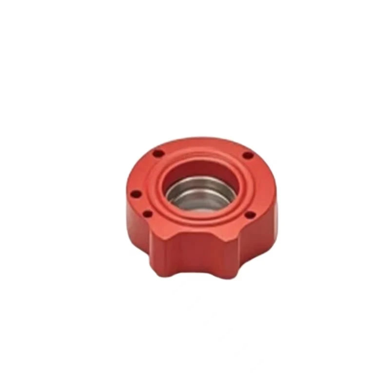 Aluminum alloy red anodized CNC precision machined with nested bearing flange