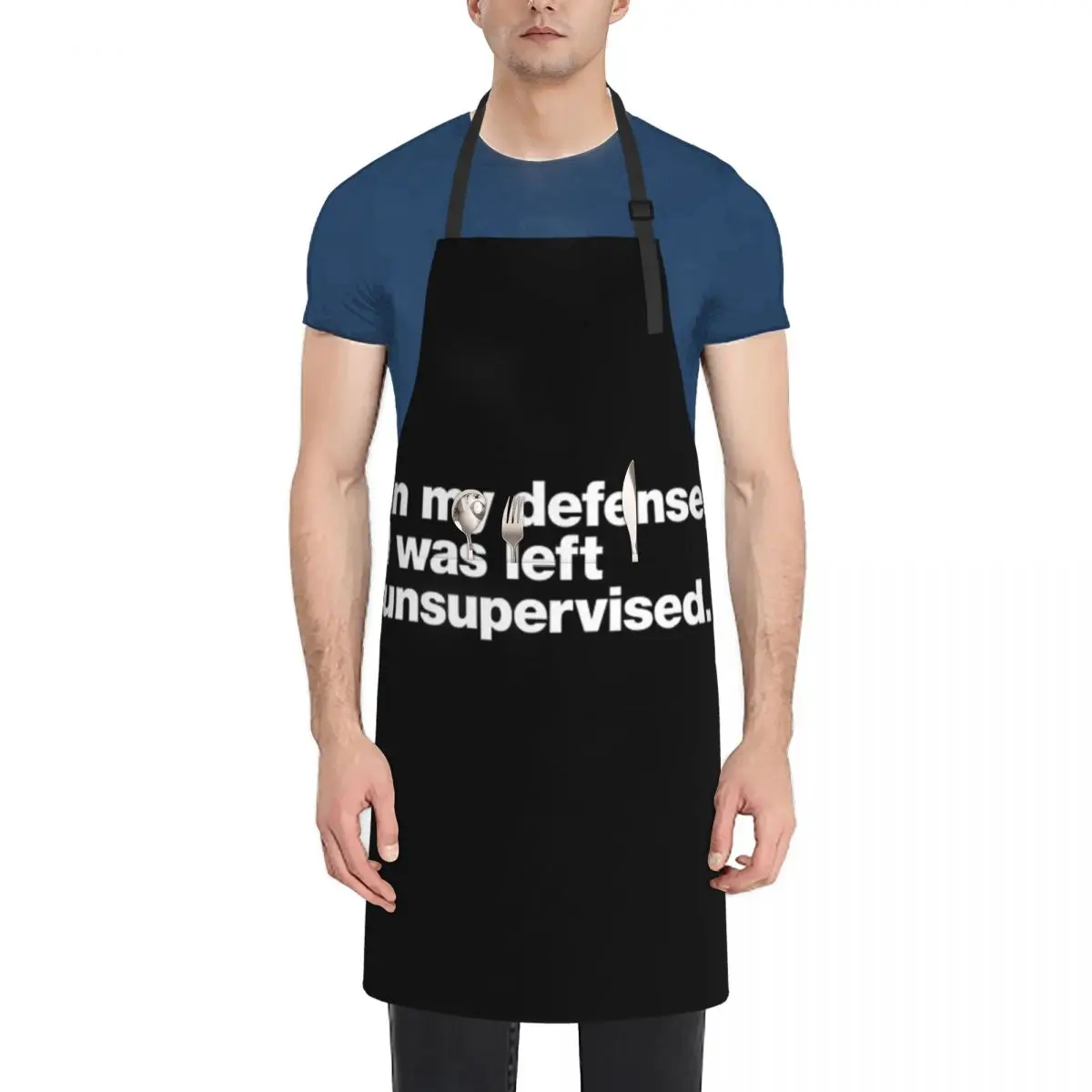 

In My Defense, I Was Left Unsupervised. Waterproof Kitchen Apron For Women/Men With Pockets Work Restaurant Shop Waiter Work Uni