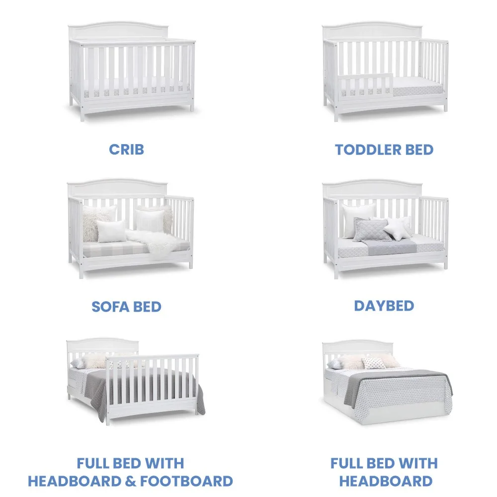 2023 New 4-in-1 Convertible Crib,  Dual Sided Recycled Fiber Core Crib and Toddler Mattress