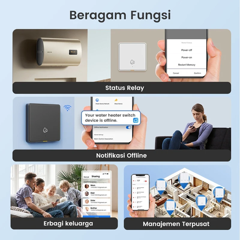 20A 4000W WiFi RF433 Smart Switch for Hot Water Heater AI Assistant Tuya Wall Switch Power Monitor Work Black-VVBC