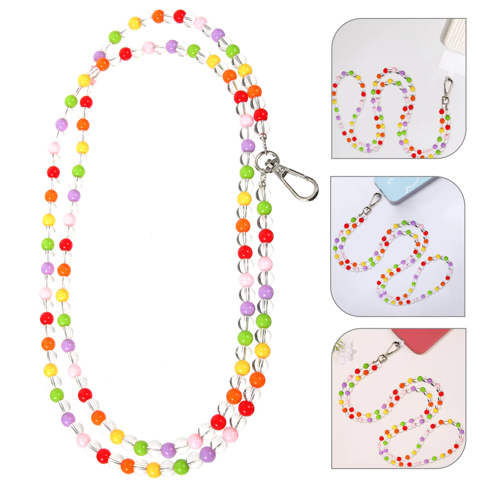 

Buckle Mobile Phone Chain Detachable Beaded Lanyard Wristlet Strap Key Cool Plastic for Different Moods