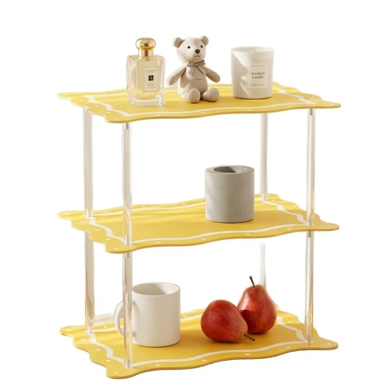 ins Fragrance Colorful Wave Edge Acrylic Storage Rack Three-layer Shelf Water Cup Aromatherapy Jewelry Storage Rack