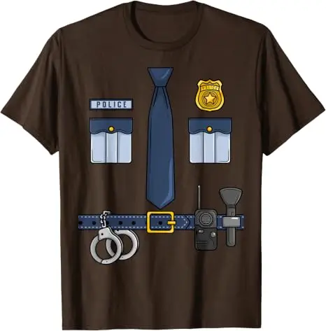 Halloween Polizist Partykostüm Halloween Polizeibeamter Cosplay T-Shirt Y2k Lustige Jungen Mode Grafik-Bekleidung Herrenkleidung – Detail 7