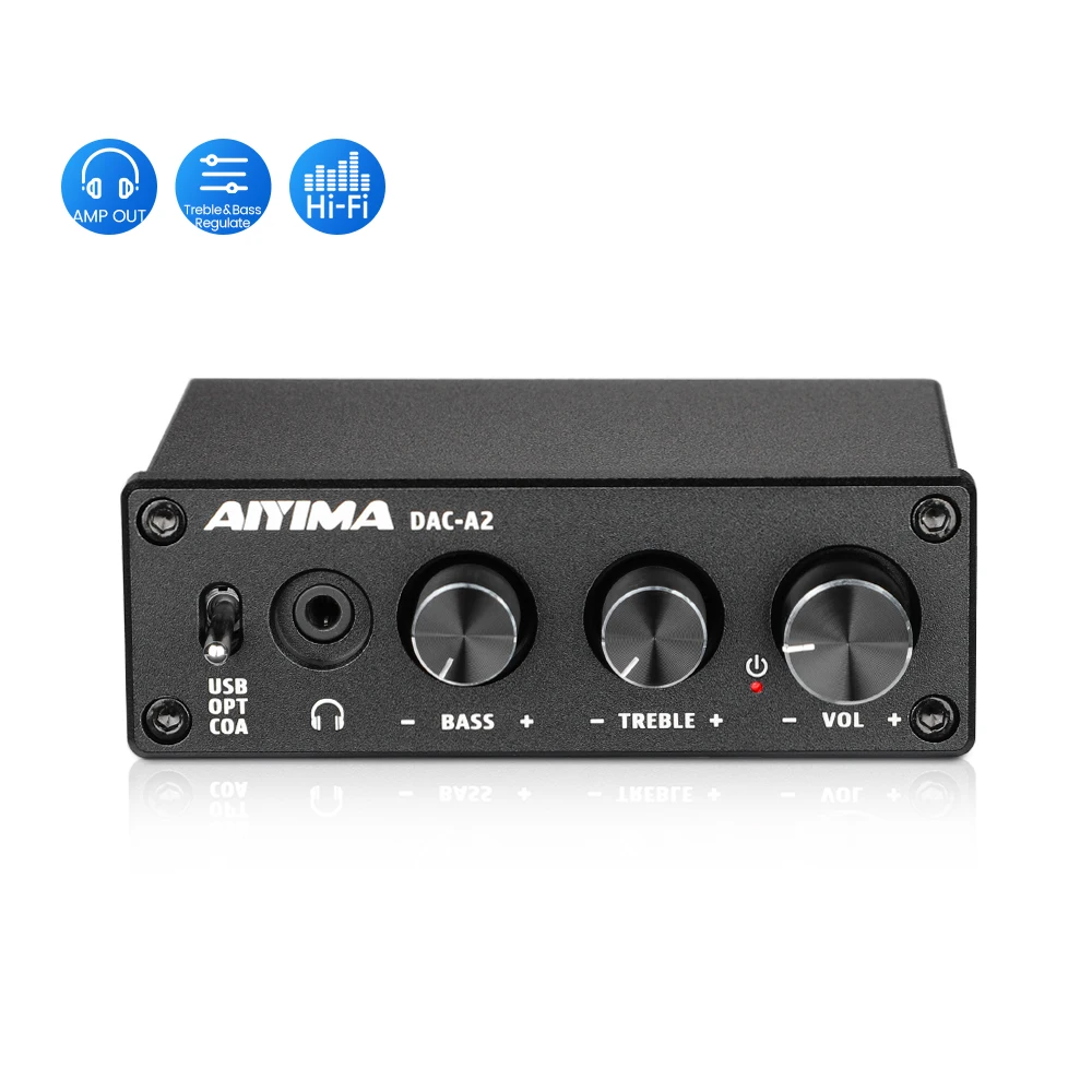 AIYIMA Audio DAC A2  Decoder Sound Amplifier Digital to Analog Audio Converter MINI HiFi 2.0 Home Theater USB Coaxial Optical