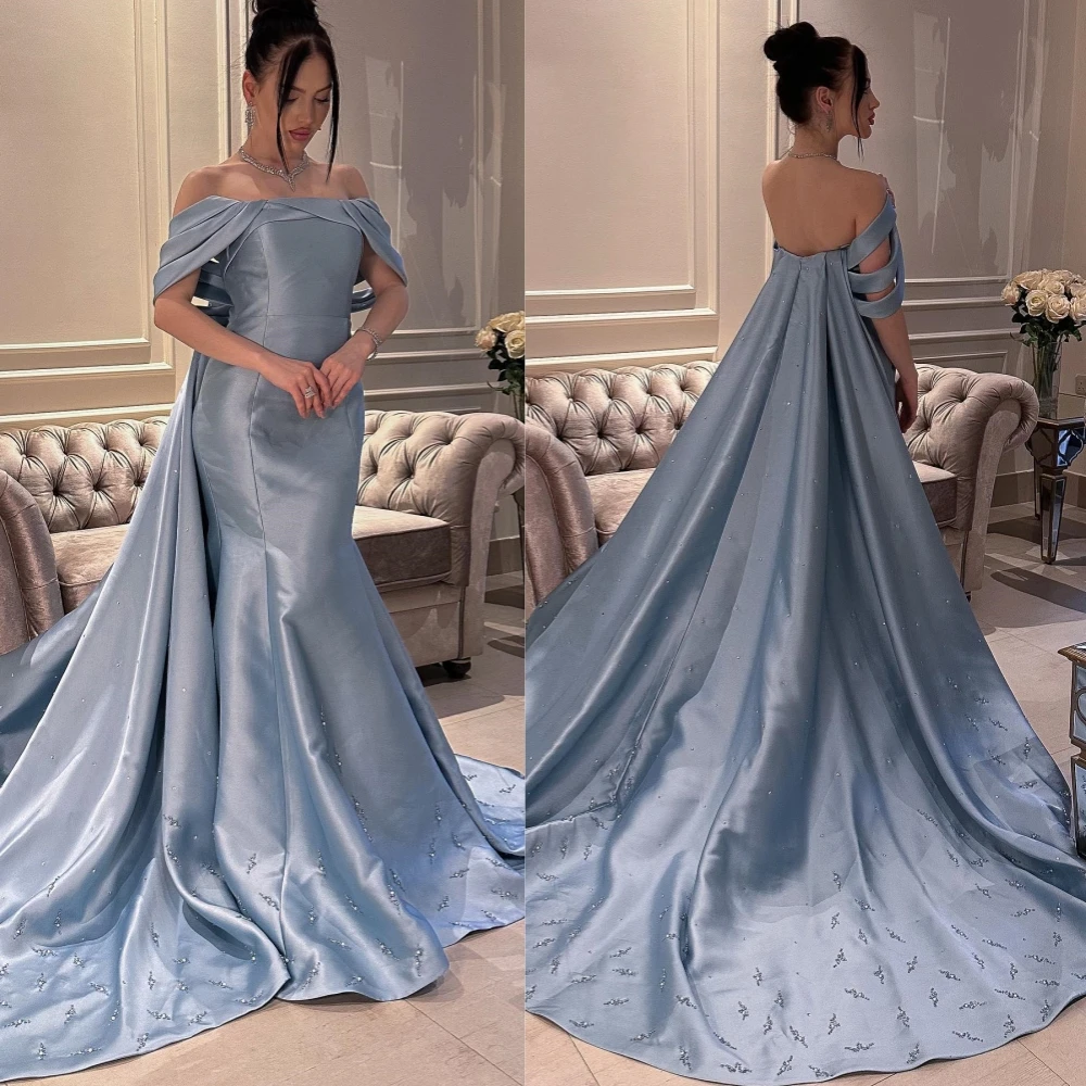     Satin Beading Cocktail Party Mermaid Off-the-shoulder Bespoke Occasion  Floor Length