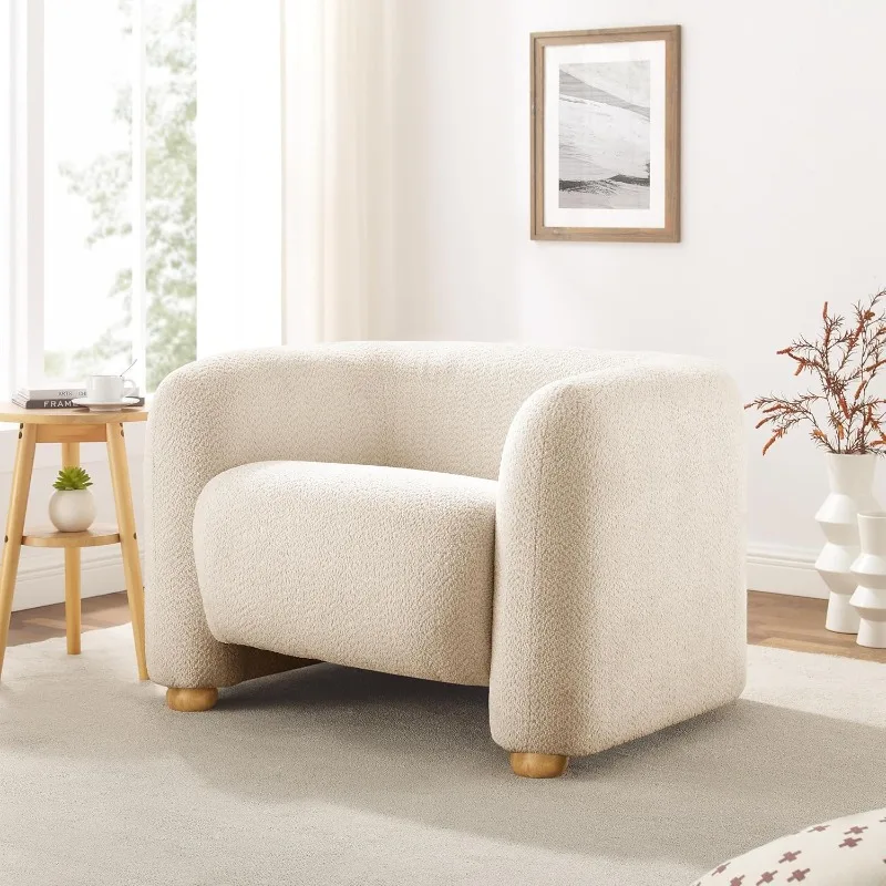 كراسي مميزة لغرفة المعيشة الحديثة مقاس 40.25 بوصة، وكراسي أسطوانية كبيرة الحجم مع مقعد عميق، كرسي بذراعين مريح كرسي قراءة شيربا fo