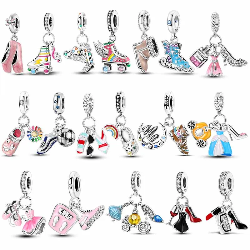 Hot Verkoop 925 Sterling Zilveren Hoge Hakken Ballet Schaatsen Schoenen Charme Hanger Fit Originele Kralen Armband DIY Sieraden Maken Kralen