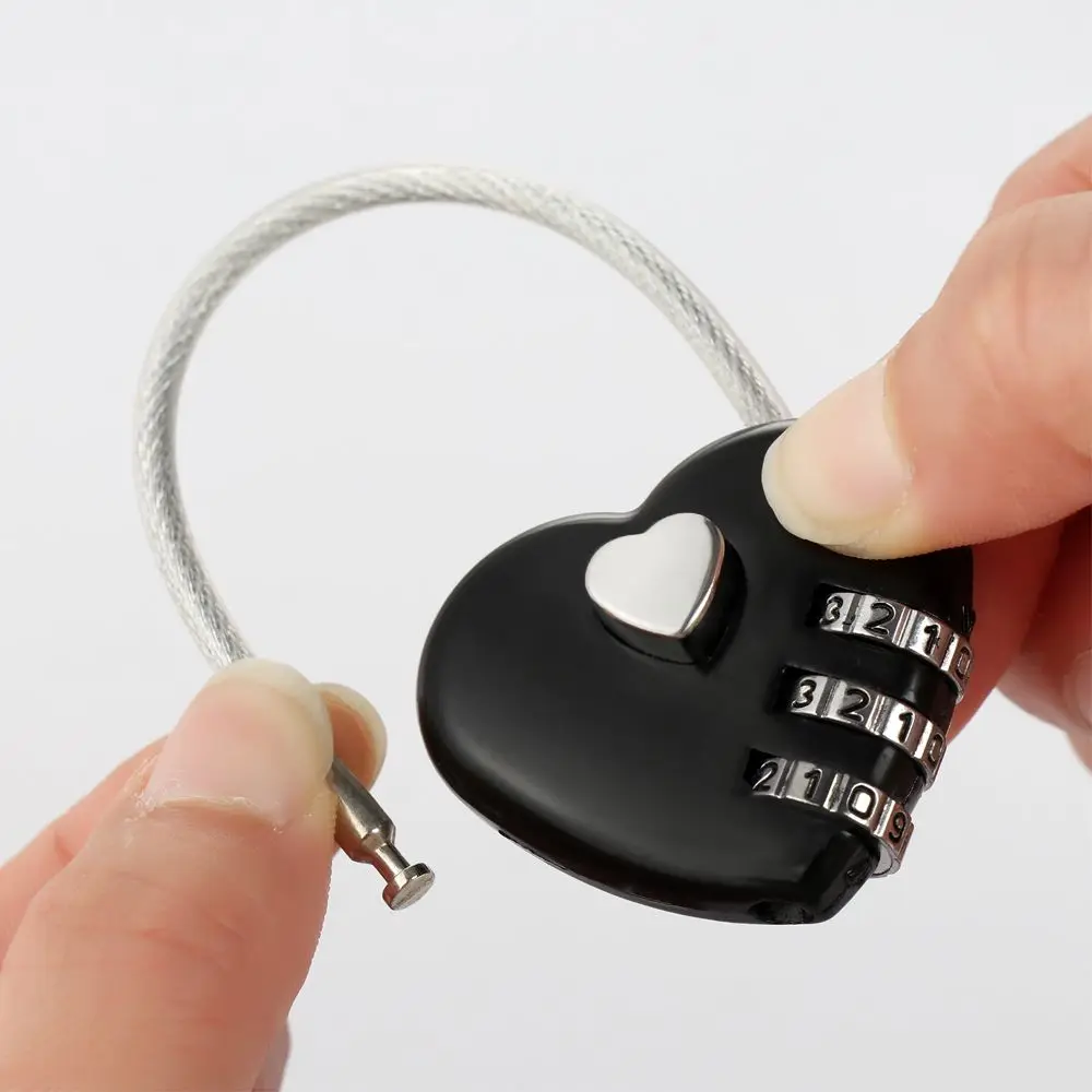 Zinc Alloy Gift Valentine's Day Dial Combination Travel Suitcase Code 3 Digit Password Security Tool Padlock Heart Shaped Lock
