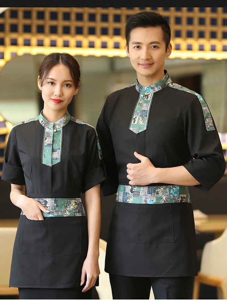 Restaurant Vrouwen Overalls Personeel Blouse Hotel Schoonmaken Ober Uniformen Keuken Kok Kleding Bakkerij Koffieshop Ober Uniform