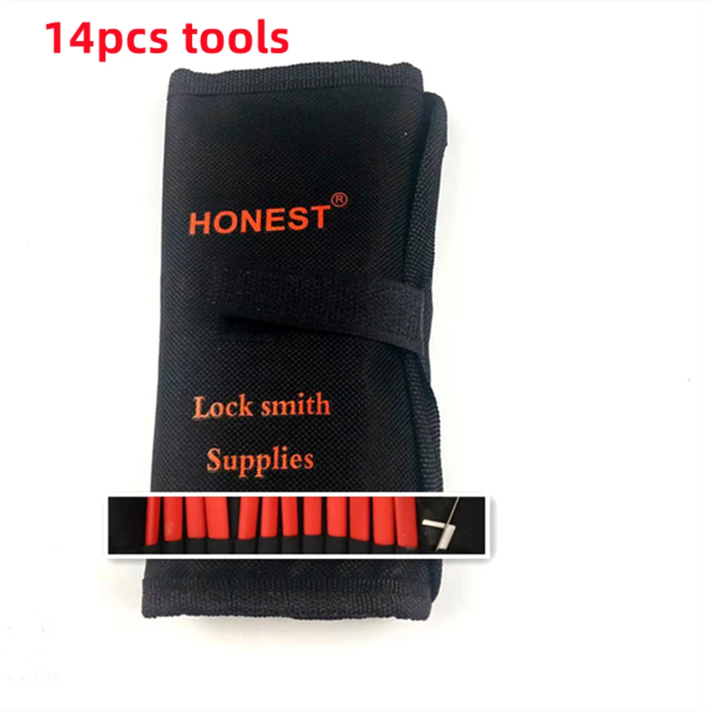 14pcs Honest RED Locksmith Tools Honest RED Lock Tool Set with RED Handle Quality Professional Tension Wrench Pick Tool