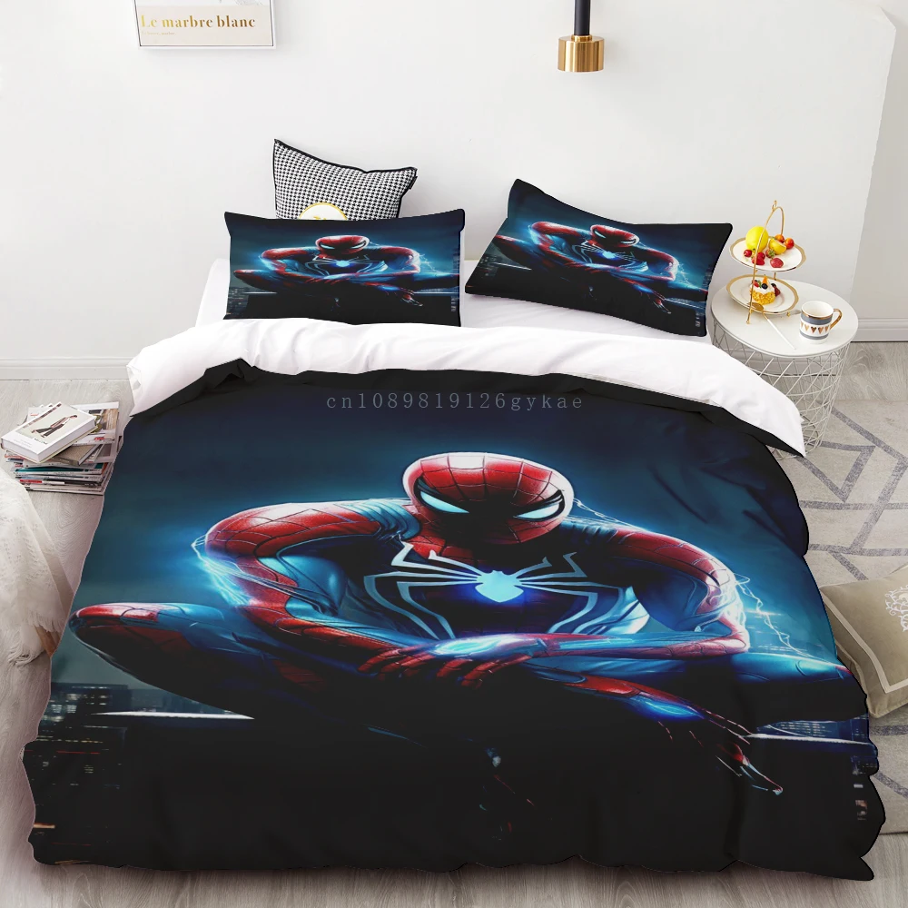 Duvet Cover Set Spiderman 3D Bedding Set Soft 100% Polyester Pillowcase Quilt Cover Queen Size Room Decor Teens Kids Gift