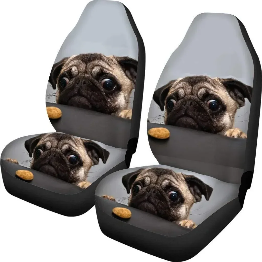 

Fundas para asientos coche con patrón perro Pug, accesorios para automóviles, Protector asiento vehículo, fundas cubo, la m
