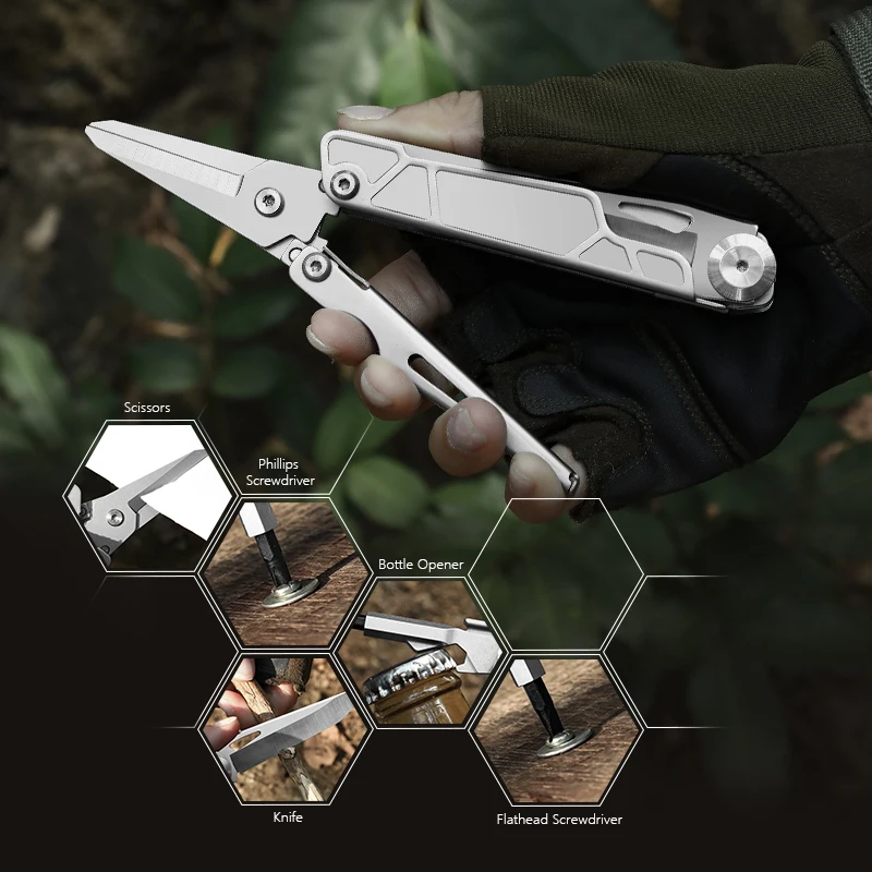 Outdoor Portable Multitool Camping Survival with Scissors Screwdrivers Knife Unique Gifts for Men Dad Husband