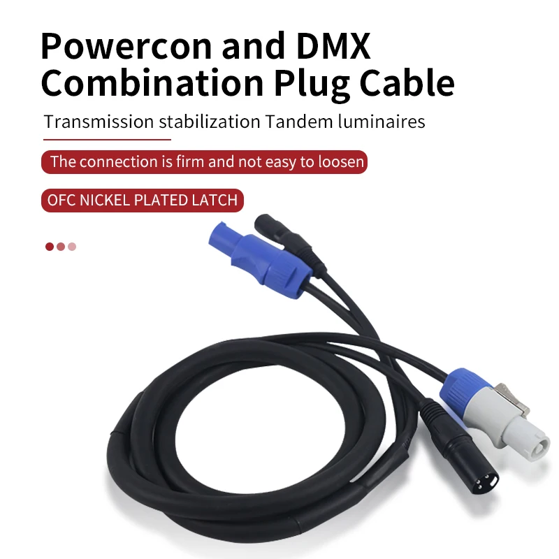 combinacao de cabo de alimentacao de cabo dmx de plugue powercon e acessorios de linha de sinal dmx xlr para palco de casamento dj discoteca 01