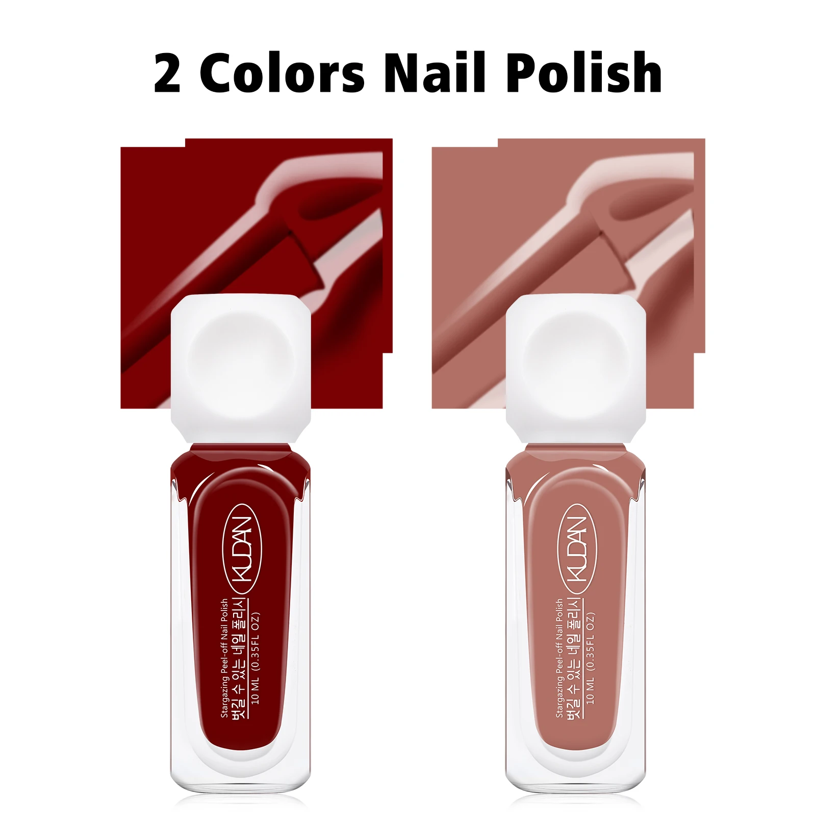 2-teiliges 10-ml-Nagellack-Set auf Wasserbasis, abziehbar, rot, rosa, langlebig, schnell trocknend, keine Notwendigkeit der Lampe, um Nagelzubehör zu heilen, Nagelkunst
