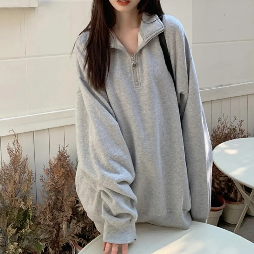 Stylish Basic Sweatshirt Windproof Pullover Sweatshirt Shrinkable Cuffs Long Sleeve Casual Simple Sweatshirt Top  Warm